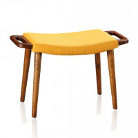 Manhattan Comfort OT001-YL Geta Yellow and Antique Walnut Ottoman